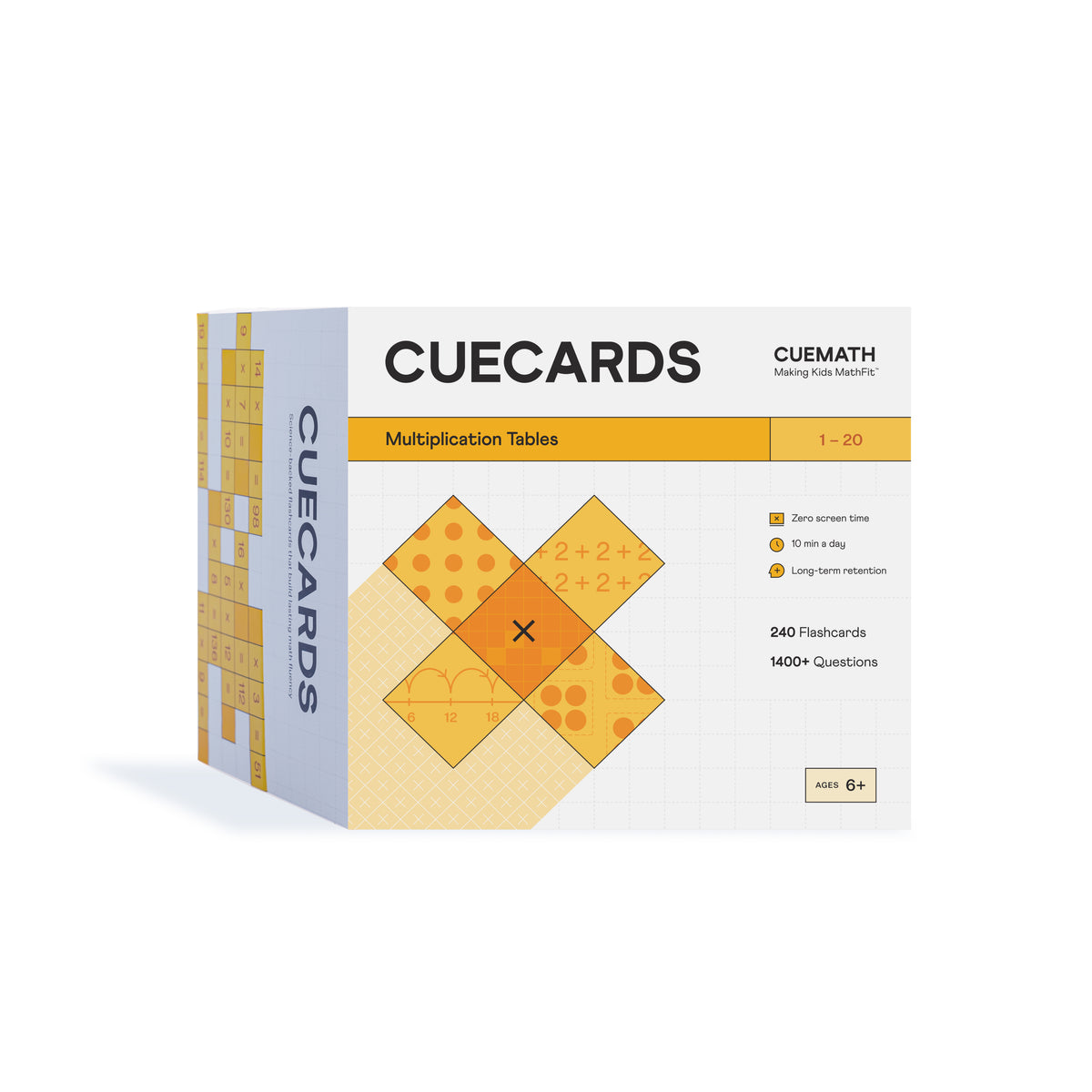 CueCards Multiplication Flash Cards | 240 Cards | Tables 1–20 | Science-Backed | Ages 6+ | — view 1