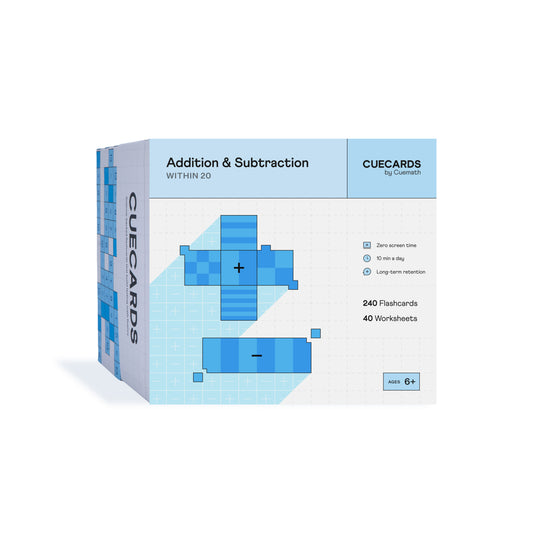 CueCards Addition & Subtraction Flashcards | 240 Cards | Within 20 | Science-Backed | Ages 6+
