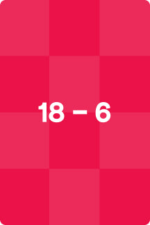 Question card: what is eighteen minus six?